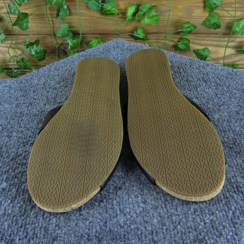 Michael Kors Women's Black Leather Cork Slide‎ Sandals 7.5M